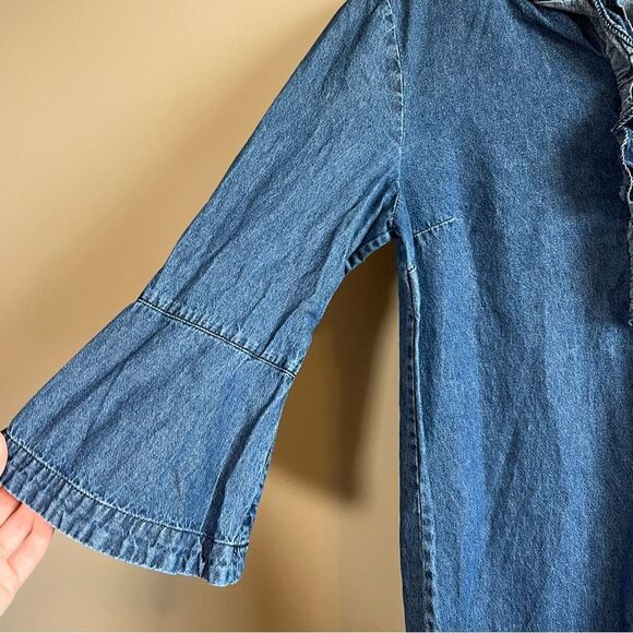 ✨ Draper James Embroidered Ruffle Chambray Denim Shift Dress 8 - Picture 7 of 13